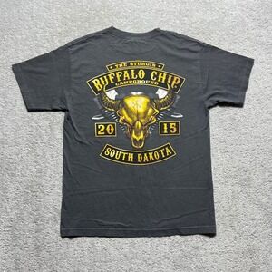 Hot Leathers Buffalo Chip Sturgis 2015 T-Shirt Size M Gray Biker Graphic Tee